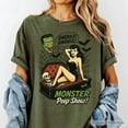 thumbnail image 2 of Monster Peep Show Pin-Up T-Shirt, Retro Horror Halloween Tee, 2 of 10