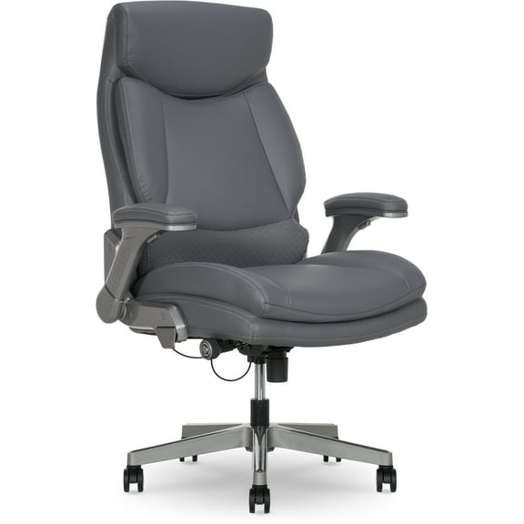 Shaq Tarvos Premium Ergonomic Big & Tall Office Chair, PureSoft Upholstery with Height Adjustable and Flip-Up Arms, Gray