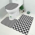 thumbnail image 2 of Black White Checkerboard Checkered Pattern Bathroom Rugs Sets 3 Piece,Toilet Cover Set,Absorbent Non Slip Bathroom Mats Sets with U-Shaped Contour Rug Toilet Rug Set, 2 of 5