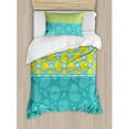 thumbnail image 3 of Rubber Duck Queen Size Duvet Cover Set, Yellow Cartoon Duckies Swimming in Water Pattern with Fun Bubbles Aqua Colors, Decorative 3 Piece Bedding Set with 2 Pillow Shams, Teal Blue, by Ambesonne, 3 of 3