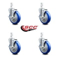 thumbnail image 2 of 5 Inch Blue Poly Wheel Swivel 3/4 Inch Square Stem Caster Set with Brake SCC, 2 of 2