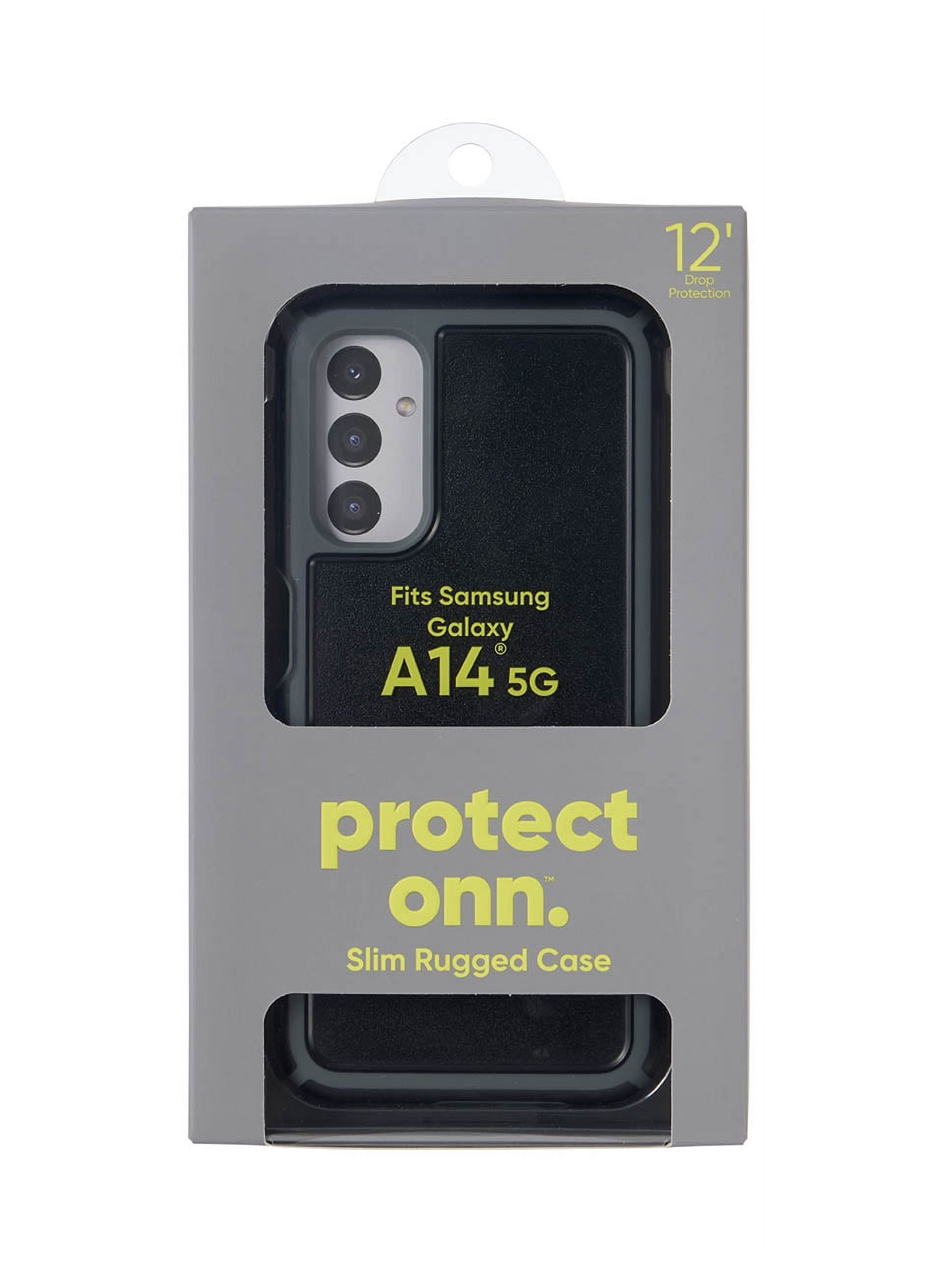 onn. Slim Rugged Phone Case for Samsung Galaxy A14 5G - Black/Gray