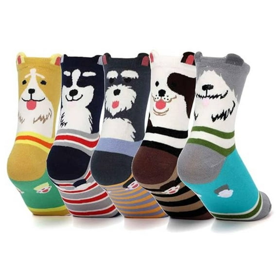Funny Novelty Womens Ankle Socks, Comfy Cotton Cute Food Cartoon Pattern Crew Socks for Women, 5 Pairs