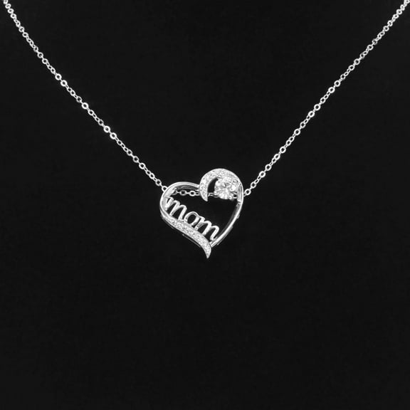 LavaJewelry Shiny Mom Necklace 925 Silver Pendant Necklace for Women, Gift for Mother