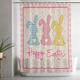 thumbnail image 5 of Easter Small Stall Shower Curtain, Waterproof Shower Curtains for Bathroom, Colorful Polka Dot Bunny Vintage Pink Checkered Plaid Washable Fabric Bath Curtain for Bathtub with Hooks 36x72 Inches, 5 of 9