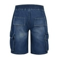 thumbnail image 5 of Lisingtool Jeans for Men's Jeans Comfort Stretch Denim Straight Leg Relaxed Short Jeans Mens Shorts Blue2, 5 of 9