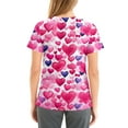 thumbnail image 5 of Womens Valentine Day Scrubs V Neck Short Sleeve Plus Size Nursing Top Love Heart Print Cute Medical Workwear with Pockets Pink S, 5 of 5