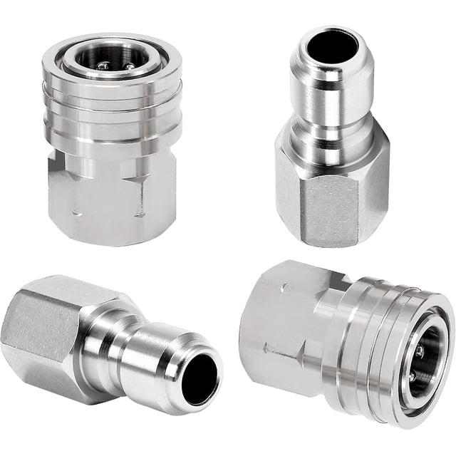 2 Set 3 8 Inch Quick Connect Pressure Washer Adapter 5000 PSI Stainless Steel Disconnect Fitting