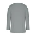 thumbnail image 6 of fatyb Cold Shoulder Tops for Women 3/4 Length Sleeve Shirt Women's Round Neck Plain Basic Tee T-Shirts, 6 of 6