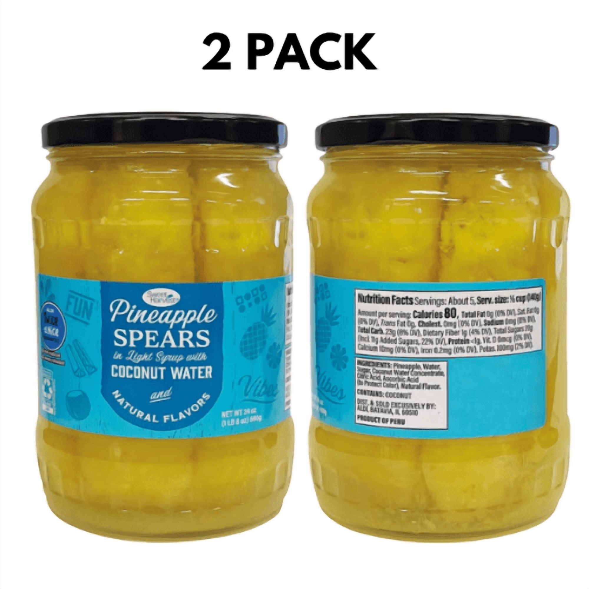 Sweet Harvest Pineapple Spears in Light Syrup with Coconut Water 2 Pack 24 oz