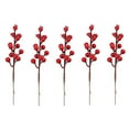 thumbnail image 2 of Hxlamzoo 5 Pcs Christmas Red Berry Artificial Flower Stems Plastic Decoration for Xmas Tree Holiday Home Party Supplies, 2 of 6