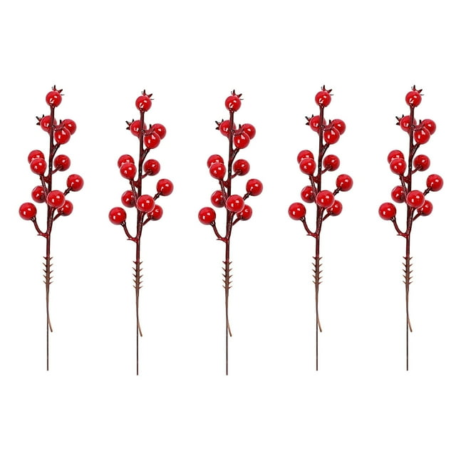 Cheapark Fleurs Artificielles Coupées aux Baies Rouges - Décoration de Noël Réaliste, Accents Polyvalents pour Couronnes, Arbres et Tables