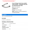 thumbnail image 2 of Front Left Upper Control Arm and Ball Joint Assembly - Compatible with 2007 - 2013 Mercedes-Benz S550 2008 2009 2010 2011 2012, 2 of 2