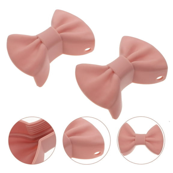 TEHAUX 2 Pairs Pink Bow Silicone Pot Holders Heat Resistant Anti-Scalding For Housewives Chefs In Kitchens