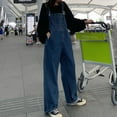 thumbnail image 4 of Women's Solid Color Fashionable Buttoned Denim Jumpsuit With Shoulder Straps, 4 of 6