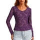thumbnail image 3 of AUNVITO Women's Sheer Lace Long Sleeve Slim Fit Top Elegant and Sexy Style, 3 of 7