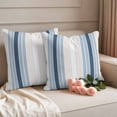 thumbnail image 2 of Grey Blue Vertical Stripes Outdoor Waterproof Pillow Covers, Modern Minimalist Abstract Decorative Square Throw Pillowcase Sofa Cushion Sham for Patio/Couch/Chair, 24"x24" 2 Pack, 2 of 8