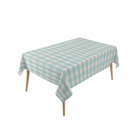 Blue Green Table Cloth, Grid Checkered Plaid Gingham Lattice Trellis Waterproof Tablecloth for Rectangle Tables, Reusable Washable Fabric Table Cover for Restaurant Kitchen Dining Tables 60"x120"