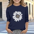 thumbnail image 1 of Blusas y camisas de cuello redondo y manga larga para niños, blusas/camisas de poliéster con estampado de corazones, mangas 3/4 y cuello redondo, elegantes e informales., 1 of 5