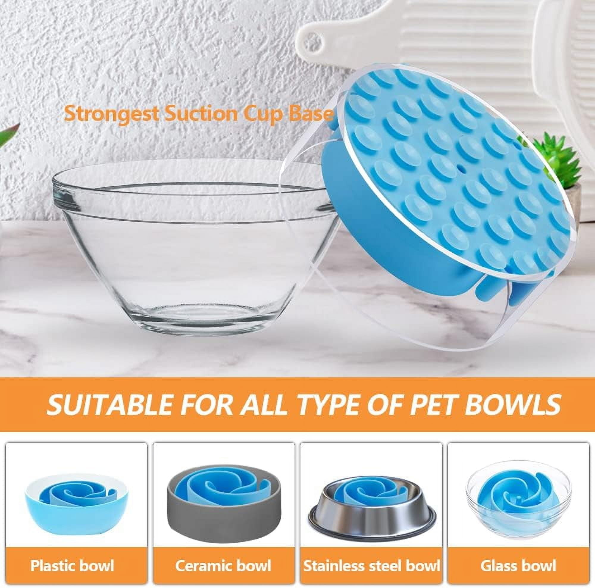 Slow Feeder Dog Bowls Insert,  Soft Silicone Slow Eating Dog Food Bowl for Small, Medium and Large Dogs, Compatible with Regular and Elevated Bowls Blue,XL
