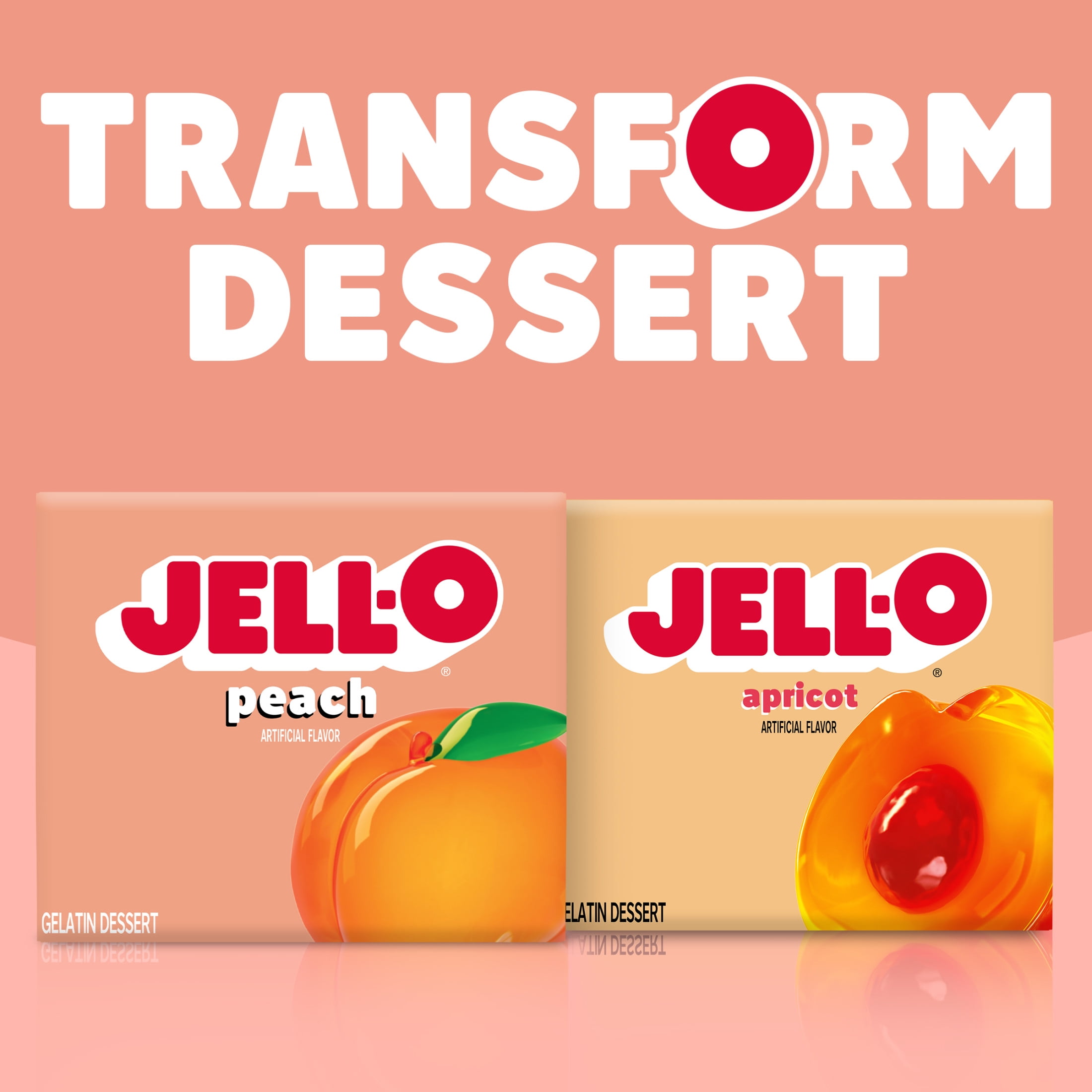 Jell-O Peach Artificially Flavored Gelatin Dessert Mix, 3 oz Box