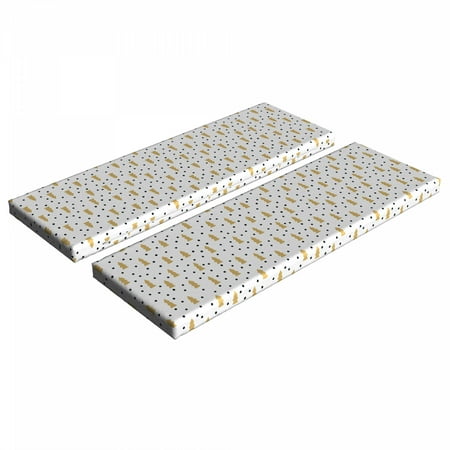 

Christmas Bench Cushion Set of 2 Minimalist Seasonal Pattern Triangular Pine Tree Black Dots Standard Size Foam Pad and Decorative Cover Sand Brown Black White by Ambesonne