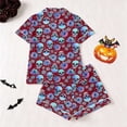 thumbnail image 2 of DHFJKG Halloween Pajamas Women Set Skull Print Button Down 2 Piece Pjs Short Sleeve Loungewear Set, 2 of 8