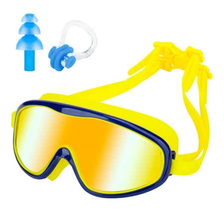 Musetech Kids Swim Goggles, Swimming Glasses for Children and Early Teens from 3 to 15 Years Old, Wide Vision, Anti-Fog, Waterproof, UV (Best Glasses For 3 Year Old)
