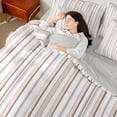 thumbnail image 5 of Castle Fairy Minimalist Vertical Stripe 7-Piece Twin Bedding,Geometric Thin Line Bedding Comforter Set,Beige Brown Gray,Reversible, 5 of 7