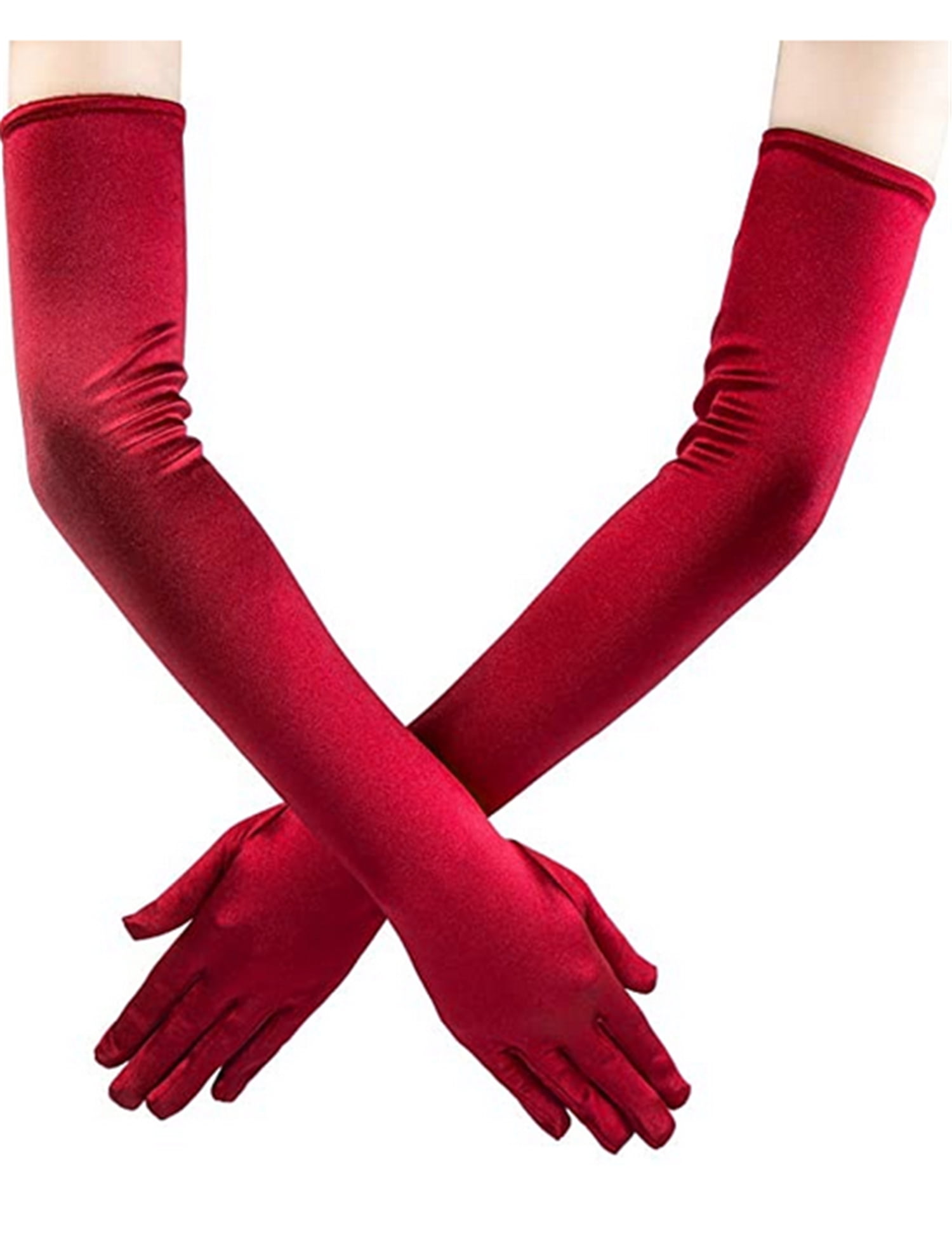 wsevypo Long Satin Opera Gloves Formal Elbow Gloves Tea Party 1920s Banquet Wedding Dancing