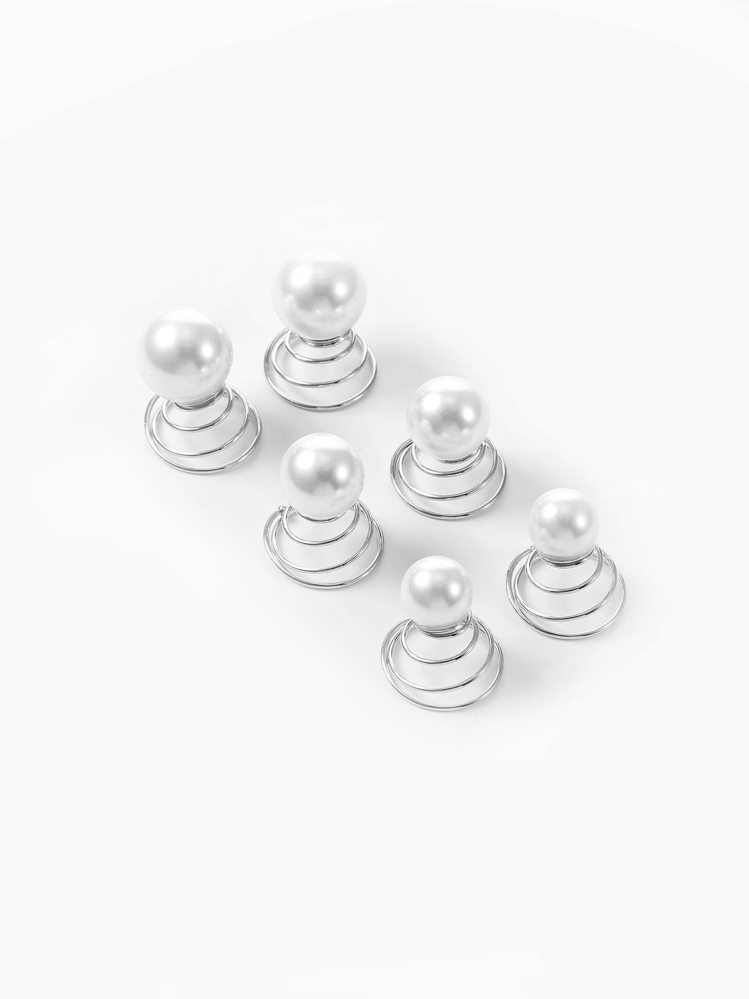 Believe by Brilliance 6-Piece Silver Plated Pearl Hair Coil Set