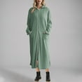 thumbnail image 2 of Kaemgyyd Robe for Women Fall Winter Warm Zipper Bathrobe Ribbed Long Sleeves Full Length Loungewear Sleepwear with Pockets, 2 of 6