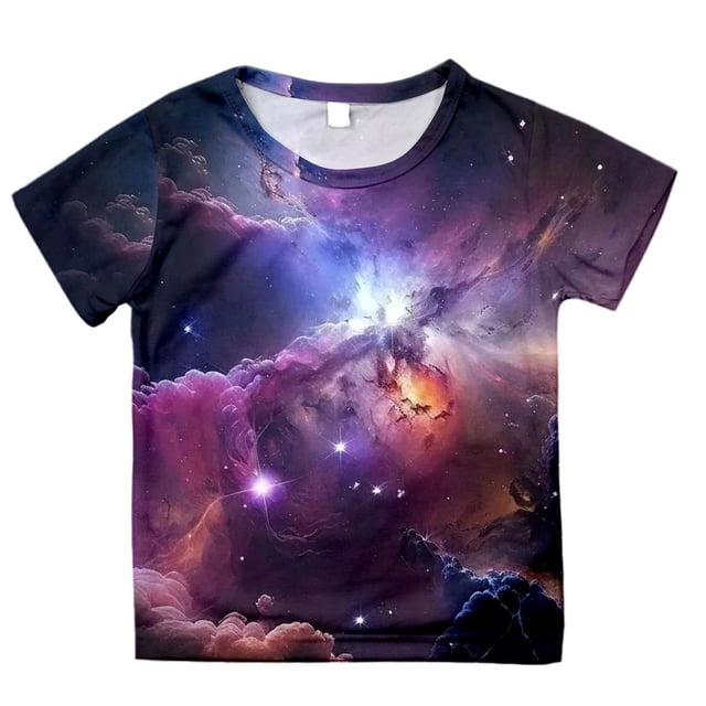 TZEWGL Cute Shirt For Girl Boy Starry Sky Pattern Printing Round Neck Short Sleeve Clothes For Girls Boys size 4-5T