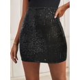 thumbnail image 5 of Women'S Sequin Mini Skirt Sparkle High Waisted Giltter Shiny Bodycon Skirts for Night Out Party Black S, 5 of 7