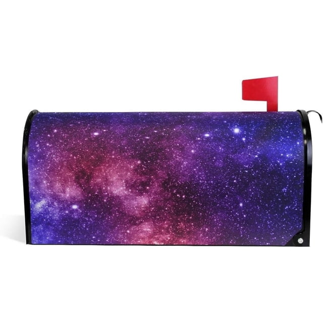 Universe Galaxy Magnetic Mailbox Cover Nebula Space Blocks Mailbox Wrap Post Letter Box Cover Home Decorative for Standard Mailboxes