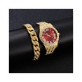 thumbnail image 1 of Montre à Quartz Brillant Bracelet en Métal Strass de Luxe Montre à Quartz pour Hommes Ensemble Précis Cadran Rond d'Affaires Robe Mâle Bracelet avec Bracelet Kit Mode, 1 of 1