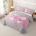thumbnail image 3 of meiyoeat Girly Sequin Print Bow Quilt Full for Girls Women, Princess Gemstones Full Bedspread Sets, Pink Silver, 3-Piece, 3 of 7