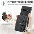 thumbnail image 4 of Phone Case for Samsung Galaxy S10 Zipper Wallet Cover with Credit Card Holder Slot Shoulder Crossbody Strap Long Lanyard Leather Cell Accessories S 10 Edge 10S GS10 X10 Women Girls Men Black, 4 of 7