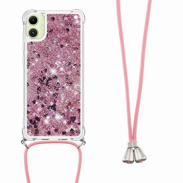 Funda FOXDOCK para Samsung Galaxy A05 con Cuerda Ajustable, Brillo Líquido, Protección Antigolpes y Lente – Ideal para Regalo