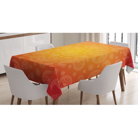 Orange Decor Tablecloth Ombre Colored Indian Themed Image With