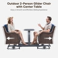 thumbnail image 2 of PARKWELL Outdoor Wicker Glider Chairs Set with Center Table, 2 Cushioned Patio Glider Chairs on Sliding Base, Smooth Forward and Back Gliding Motion for Porch, Deck, Backyard, Brown/Navy, 2 of 11