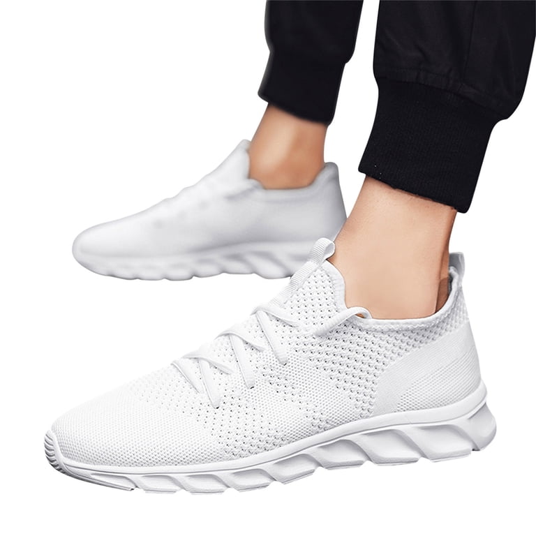 Men\'s Lightweight‎ White Athletic Sneakers - Casual Performance Amazon.com | Akk Wide Sneakers for Men Slip on Walking Shoes  main image 4