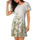 thumbnail image 2 of Fotbe Herbs and Wildflowers Bata de Dormir para Mujer con Estampado, Camisón de Algodón de Manga Corta, Ropa de Dormir Casual, 2 of 6
