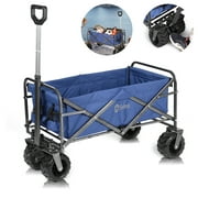 Sekey Camping Utility Wagon with Brake & Extension Handle, Blue