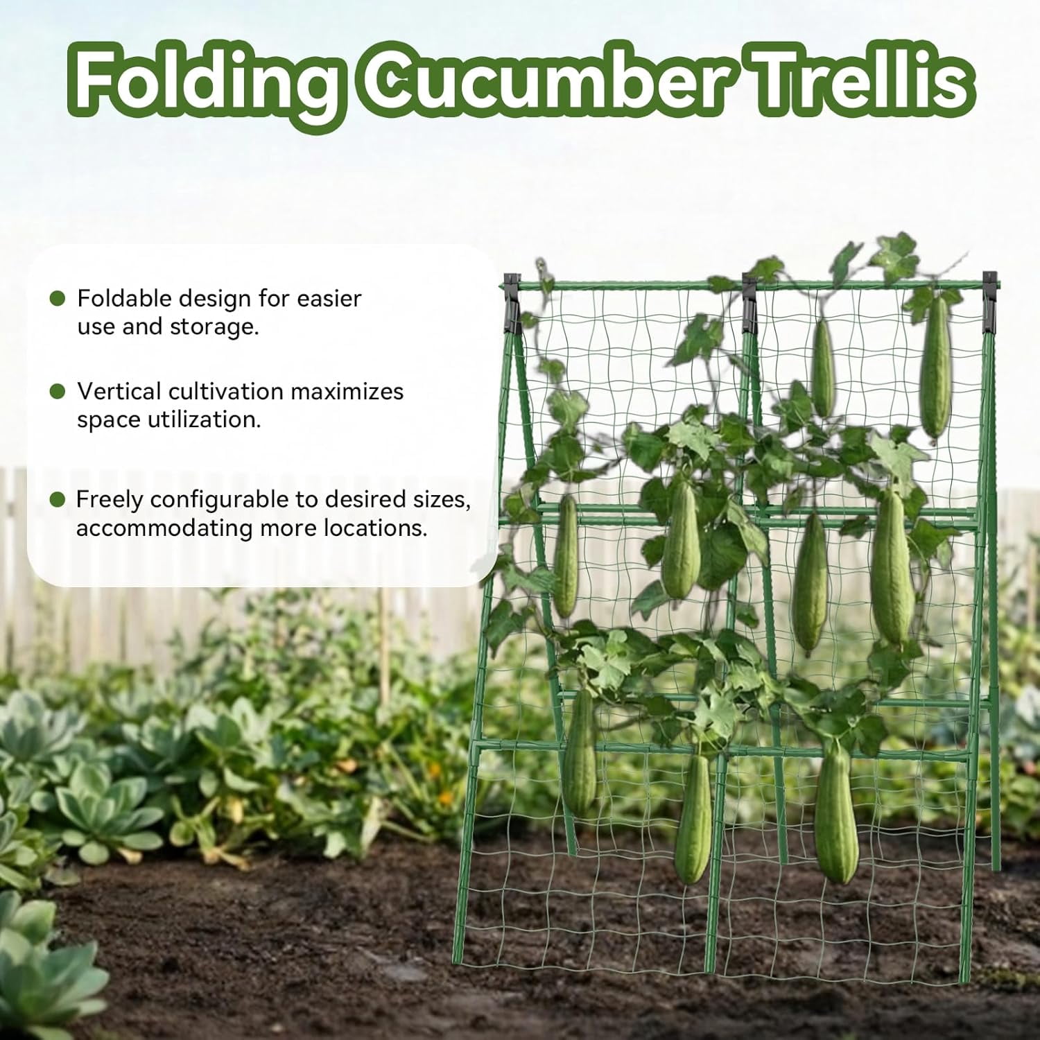 Support for Tomatoes, Squash, Zucchini, Vegetables & Flowers, 2 Pack Cucumber Trellis, 34"×48" Garden Trellis for Climbing Plants Outdoor, A-Frame Vegetable Trellis for Raised Bed