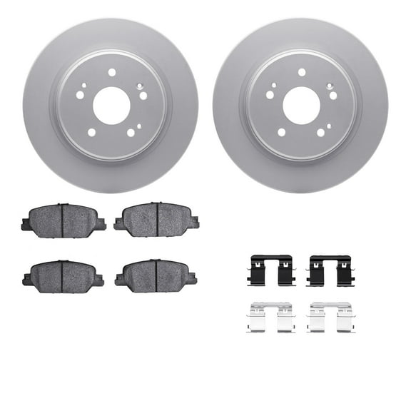 Dynamic Friction Company Rear Geospec Brake Rotors with 5000 Advanced Brake Pads includes Hardware 4512-58047
