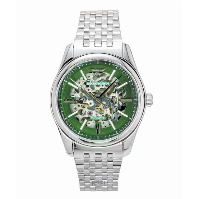 Emporio Armani Reloj Automático AR60091 de Acero Inoxidable con Esfera Esqueletizada Verde para Hombre
