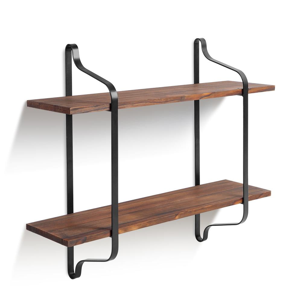 Lv. life Floating Wall Shelves 2 Tier Wall Mounted Heavy Duty Bookshelf