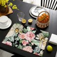 thumbnail image 3 of Pioneer Flower Floral Print Pattern Summer Placemats Table Placemats Set Of 6-Linen Kitchen Washable Placemats Table Mats 12x18 Inch Non-Slip Heat Resistant, 3 of 5
