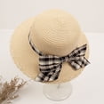 thumbnail image 1 of Trendy Classic Bucket Hat Sunshade Beach Woven Panama Hat Female Sun Hat Straw Hat Korean Style Cap British style BEIGE, 1 of 8